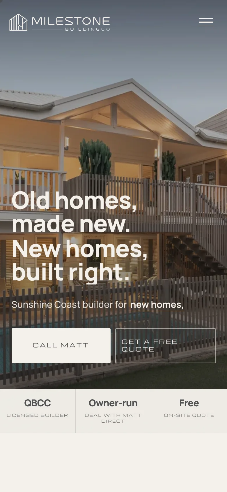 The same site on a phone